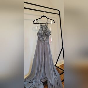 Jovani Gray Embellished Gown